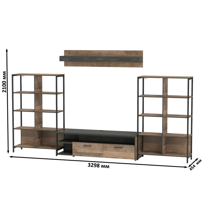 Стенки для гостиной, Трувор гостиная со стеллажами и полкой № 127