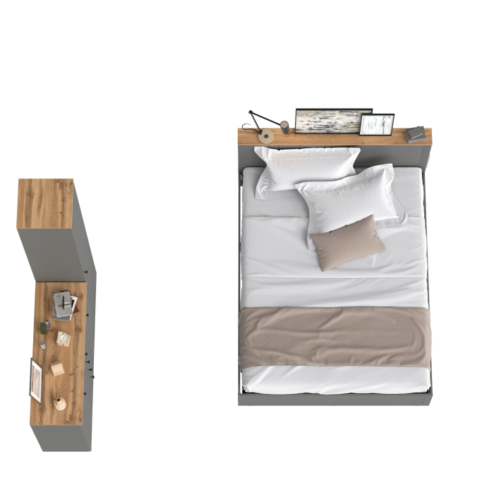 Спальные гарнитуры, Двуспальная кровать с ортопедическим основанием Остин и шкаф-пенал 13.227 с комодом 16.221