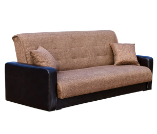 Диван-кровать книжка Лондон 140, рогожка/экокожа (Коричневый)