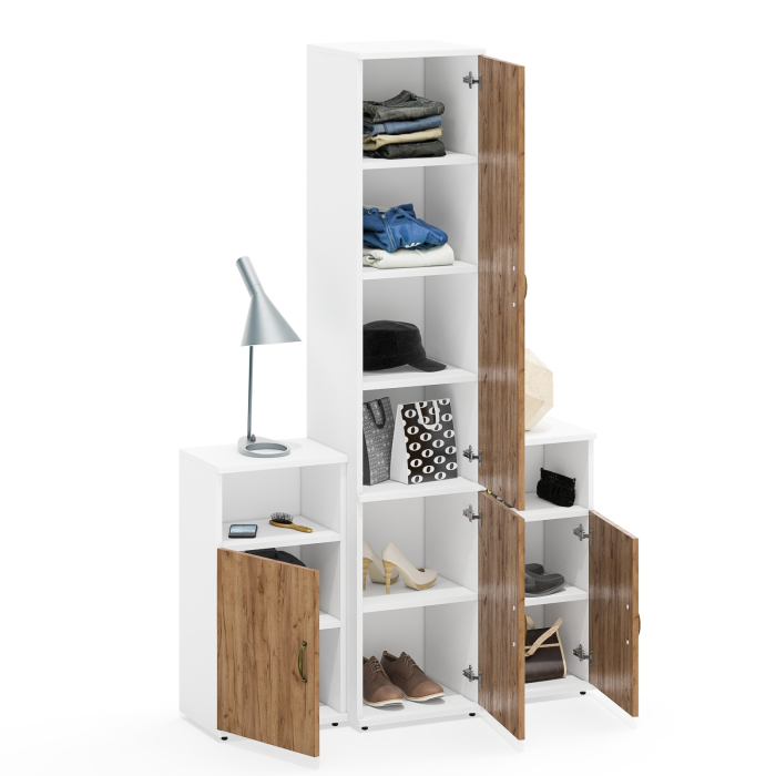 Домашние кабинеты, Пенал с дверками и полками и две тумбы с нишей Лидер-8