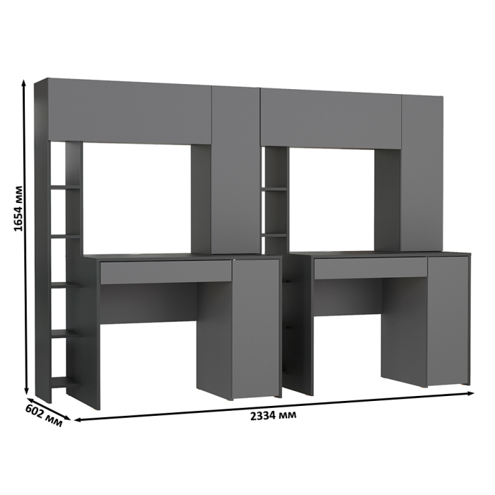 Прямые компьютерные столы, Два стола для домашнего офиса Mobi Комфорт 12.71