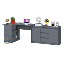 Тумба-комод ящики по середине и дверки по бокам Мори МК1200.3 и стол компьютерный МС-16 левый