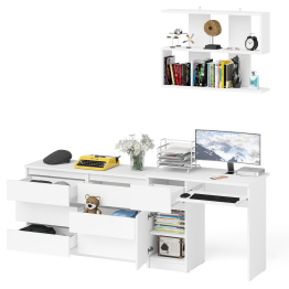 Большой комод на 6-ть ящиков Мори с компьютерным столом МС-1 левый и полка открытая на 900