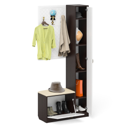 Обувница с мягким сиденьем вешалка с крючками и пенал П-6 МДФ фрезеровка ромб