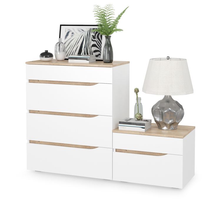 Комоды, Тумба с комодом Муссон белый/дуб эндгрейн элегантный