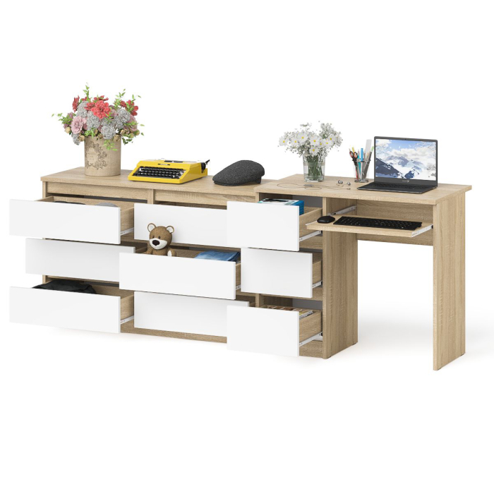 Домашние кабинеты, Комод Мори МК1200 6-ть ящиков со столом компьютерным МС-6 левым