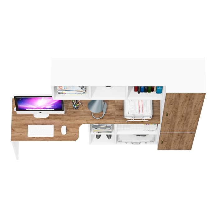 Домашние кабинеты, Компьютерный стол с навесной полкой и пенал 21Б Лидер-8