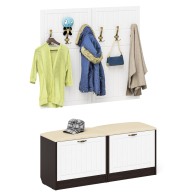 Прихожие, Две обувницы с мягким сиденьем с двумя вешалками для одежды П-6 МДФ фрезеровка прованс