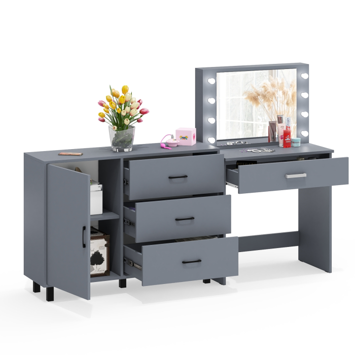 Туалетные столики, Косметический стол с подсветкой и выдвижным ящиком СТ-4 и комод 122-1204