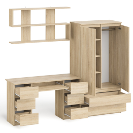 Шкаф-комод Мори МШ900.1 с письменным 2-х тумбовым столом МС-2 и полкой книжной