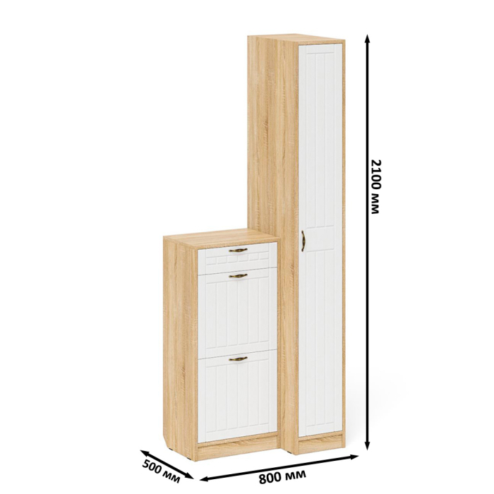 Прихожие, Обувница П-6 с пеналом П-6-500 фрезеровка прованс