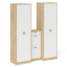 Тумба для обуви две секции и два шкафа в прихожую П-6 № 13 МДФ фрезеровка прованс