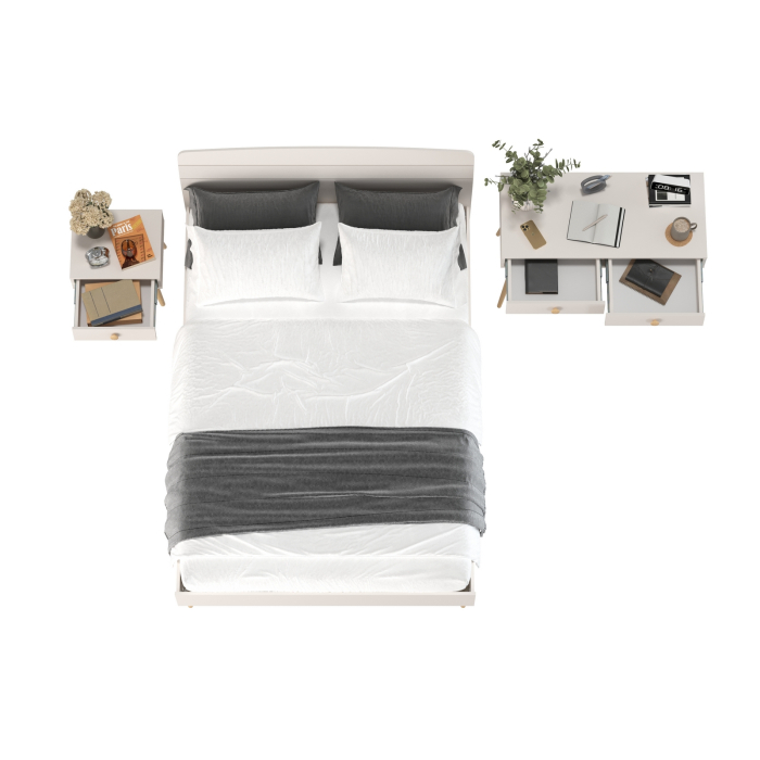 Спальные гарнитуры, Кровать двуспальная Афина 1400 с прикроватной тумбой и столиком