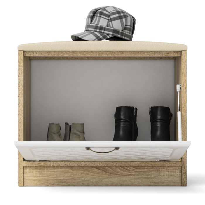 Обувницы, Обувница с мягким сиденьем П-6 МДФ фрезеровка ромб