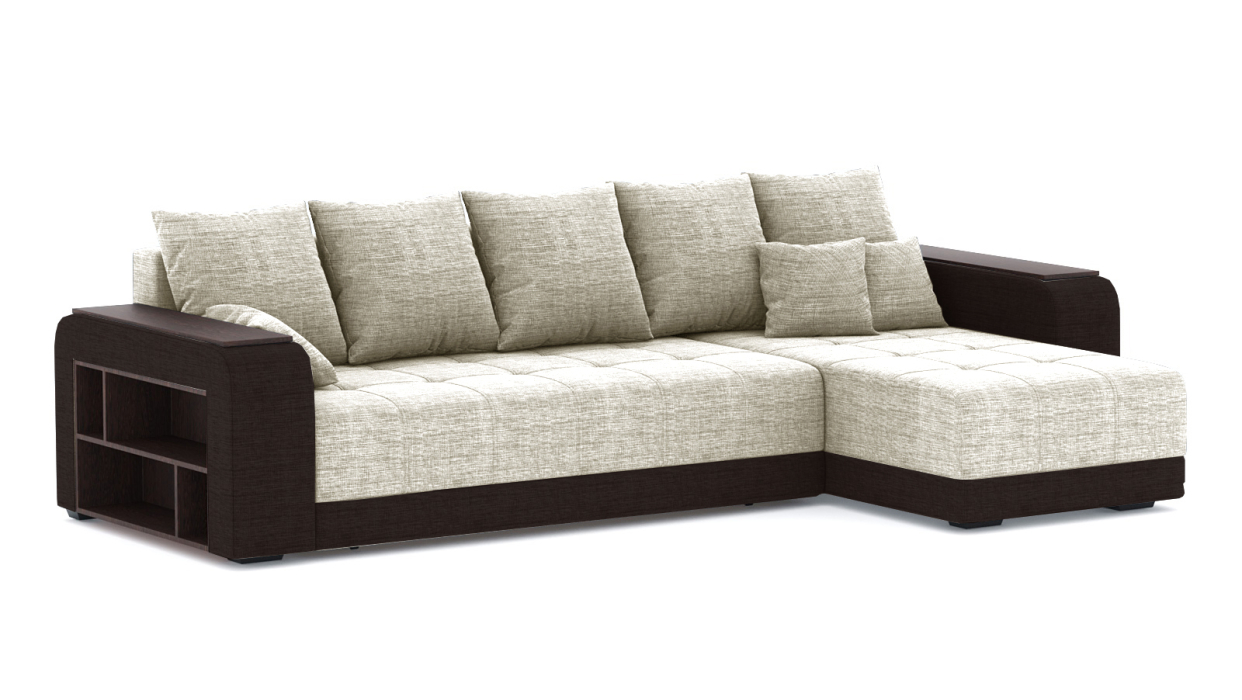 Диваны угловые в гостиную, Диван-кровать угловой Дубай еврокнижка, рогожка + кож.зам