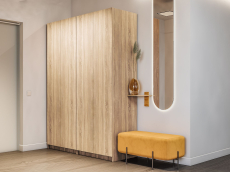 Шкафы распашные, Распашной шкаф Локер 800+800 (Гармошка с системой Push to Move/Левый) с полками и ящиками справа