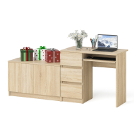 Прямые компьютерные столы, Компьютерный стол три ящика слева с тумбой 900 Мори