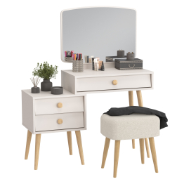 Трюмо для спальни Афина с прямоугольной банкеткой Полли