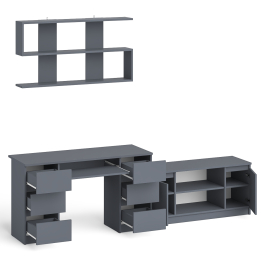 Письменный стол Мори МС-2 с ТВ-тумбой 1200 и навесной полкой 1200