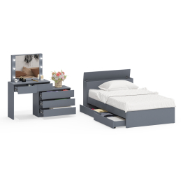 Столик туалетный с лампочками 110 с полутораспальной кроватью с ящиками Ксения 1200