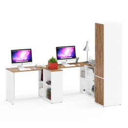 Мебель для домашнего кабинета для двоих человек Лидер-8 с пеналом 23Б и тумбочкой 3.15