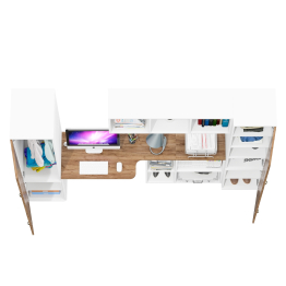 Пенал с открытой нишей и дверками Лидер-8 со столом для работы с полкой и пеналом МД 23Б