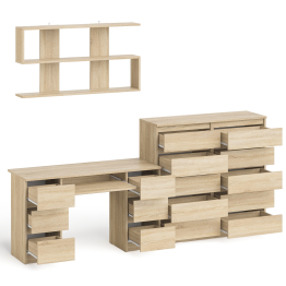 Комод Мори МК1200.10 со столом компьютерно-письменным и полкой сверху