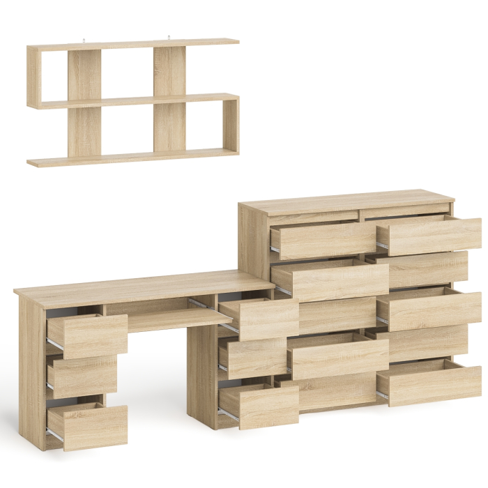 Домашние кабинеты, Комод Мори МК1200.10 со столом компьютерно-письменным и полкой сверху