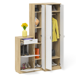 Обувница П-6 две секции с пеналом и шкафом № 28 МДФ фрезеровка ромб