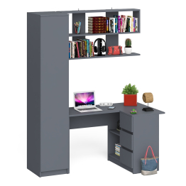 Стол угловой компьютерный Мори МС-16 правый с пеналом с полками и навесной открытой полкой 1200