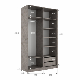 Шкаф-купе Эста 2-х дверный ДСП/Стекла пудра/Доводчик 180х66х240