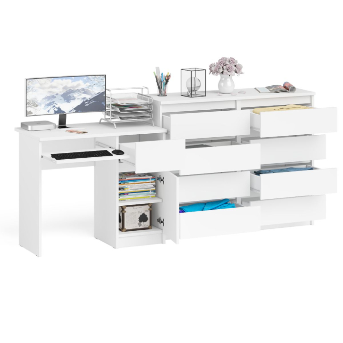 Компьютерные столы, Комод 8-мь ящиков Мори МК1200 и правый компьютерный стол Мори МС-1