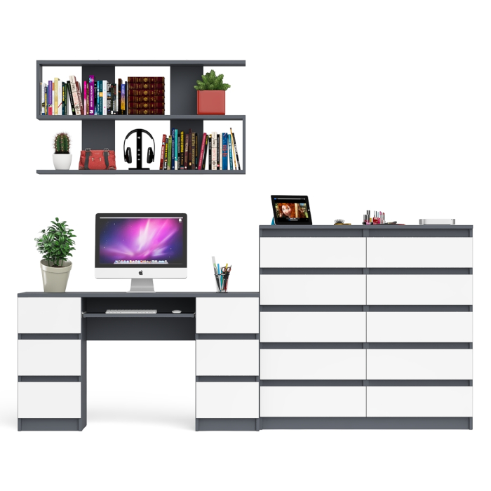 Домашние кабинеты, Комод Мори МК1200.10 со столом компьютерно-письменным и полкой сверху