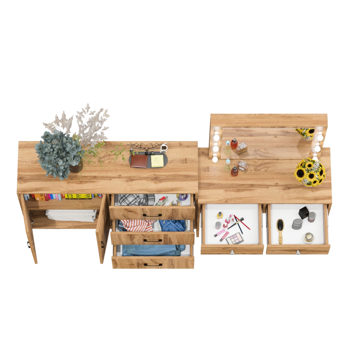 С зеркалом, Комод 123-1204 и косметический столик с подсветкой СТ-5