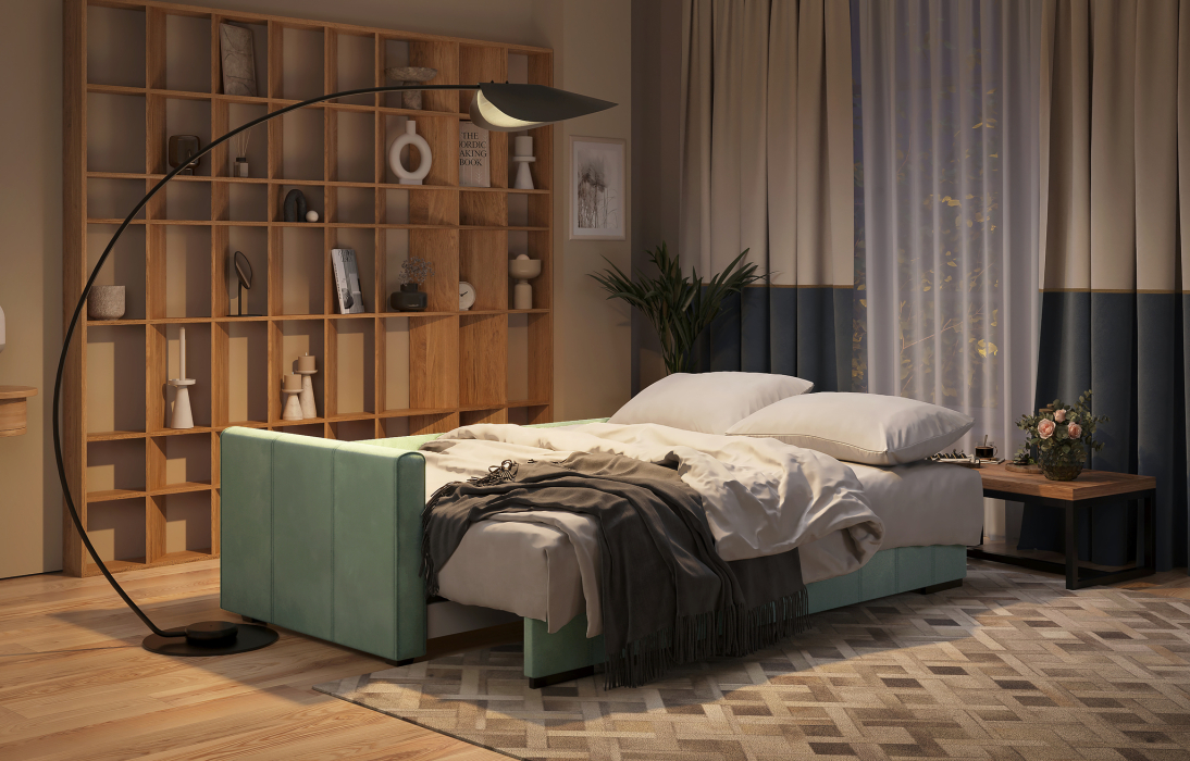 Диваны еврокнижки, Диван-кровать Римини, велюр, еврокнижка, 150х200