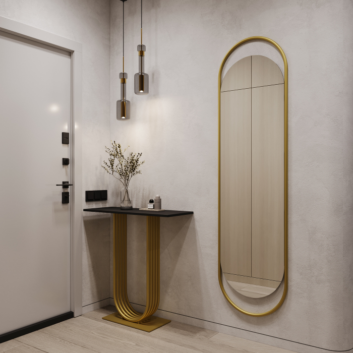 Зеркала в спальню, Дизайнерское настенное зеркало GENGLASS Evelix L в металлической раме