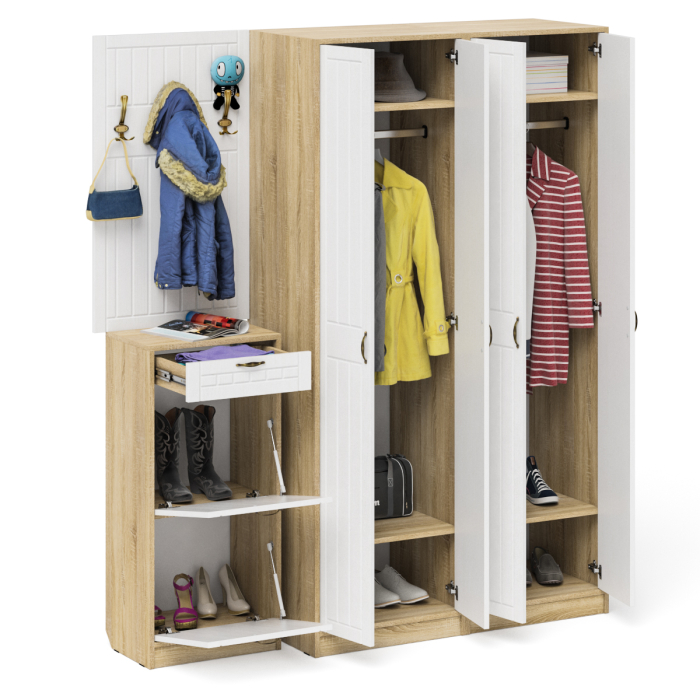 Прихожие, П-6 прихожая компоновка № 15 МДФ фрезеровка прованс