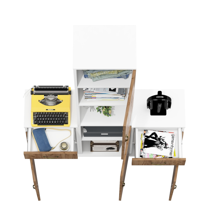 Домашние кабинеты, Две тумбы с ящиком и дверкой и пенал для рабочего кабинета Лидер-8