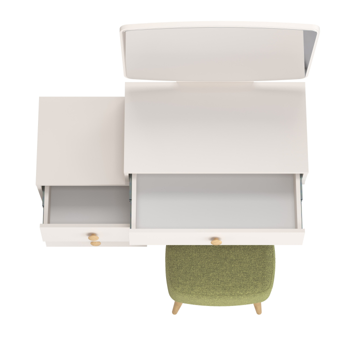 С зеркалом, Трюмо для спальни Афина с прямоугольной банкеткой Полли