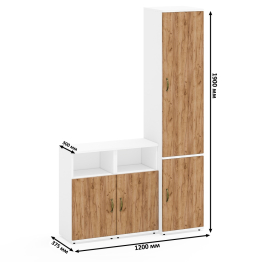 Пенал с дверками и полками и две тумбы с нишей Лидер-8