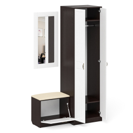 Шкаф две двери с обувницей и зеркалом П-6 № 11 МДФ фрезеровка прованс