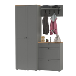 Два шкаф-пенала с полками и обувница с вешалкой для верхней одежды Остин