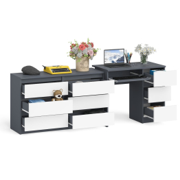 Комод Мори МК-1200 6 ящиков и компьютерный стол МС-6 три ящика справа