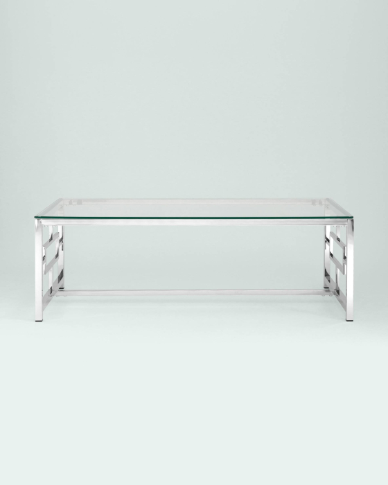 Журнальные столики, Журнальный стол БРУКЛИН 120х60 (Прозрачное стекло/Сталь серебро)