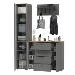 Шкаф-пенал с комодом четыре ящика и вешалкой для одежды Остин