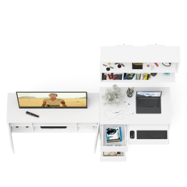 Мори стол компьютерный МС-6 левый с тумбой МТВ1200.1 и навесной открытой полкой