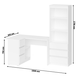 Стеллаж-комод Мори МСТ600 3 ящика и стол угловой компьютерный МС-16 левый