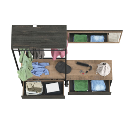 Прихожая 15.120 с зеркалом и тумбой для обуви с сиденьем Трувор