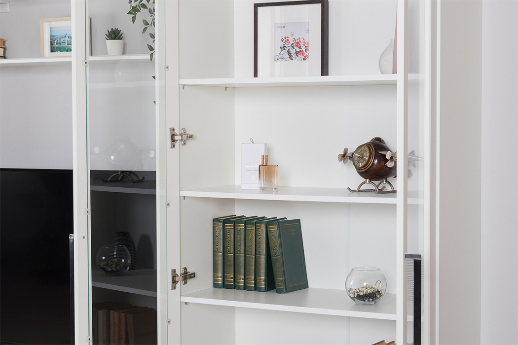 Стенки для гостиной, Две тумбы для аппаратуры 072 и шкаф с 3 дверками стекло Валенсия № 85