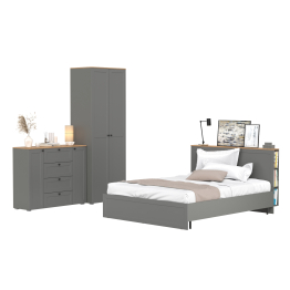 Мебель в спальню из бельевого шкафа 13.336.02 с кроватью 1600 с ортопедом и тумбы-комода 16.221